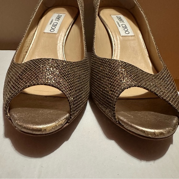 Jimmy Choo Isabel Glitter metallic peep toe pump heels – Size 37.5 - Picture 5 of 13